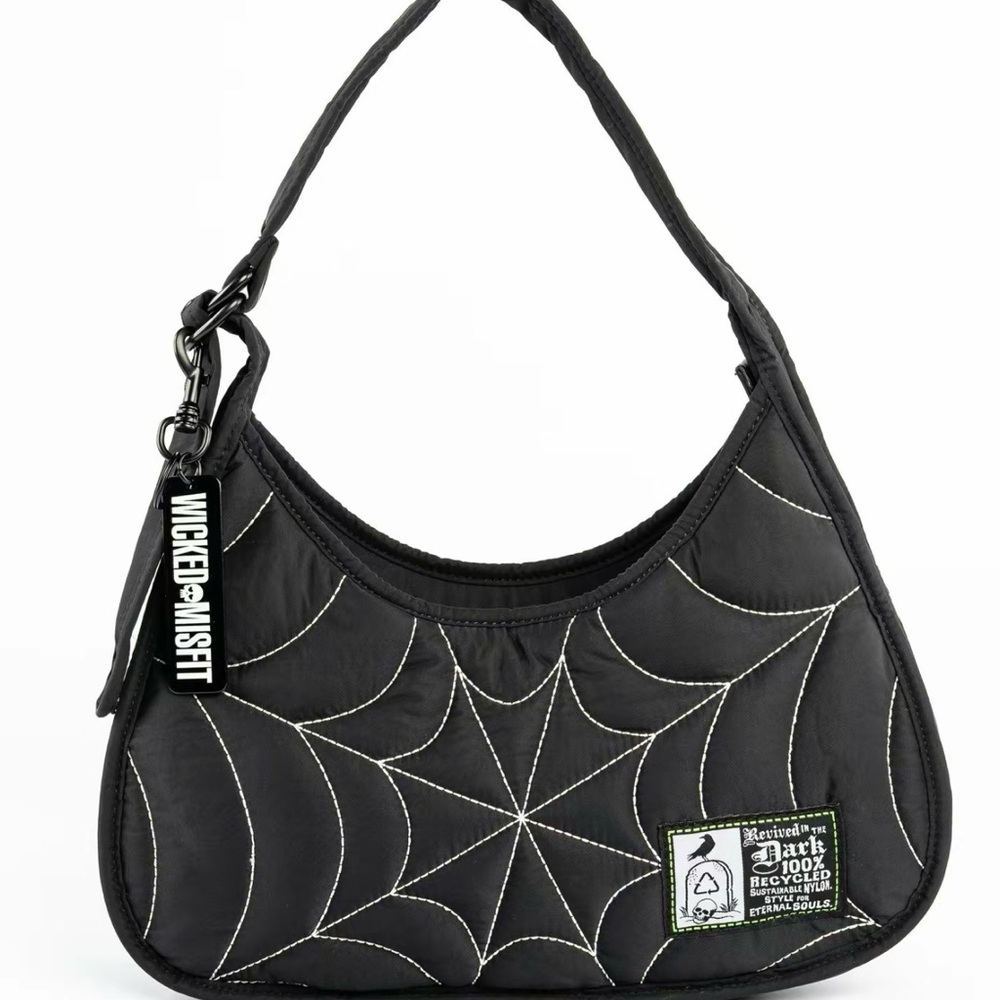 Recycled Nylon Puff Spiderweb Shoulder Bag